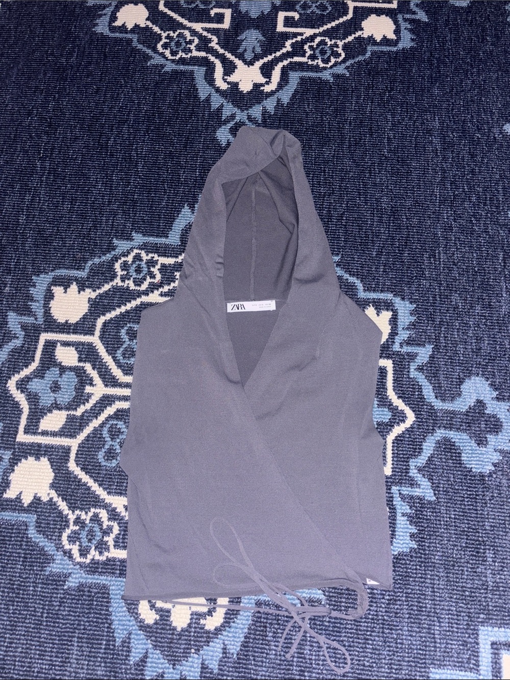 Zara Gray (dark dusty blue?) Hooded Wrap Camisole